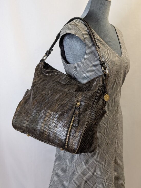 Brahmin Handbags - Brahmin Metallic Bronze Embossed Leather Hobo Shoulder Bag Dust Bag